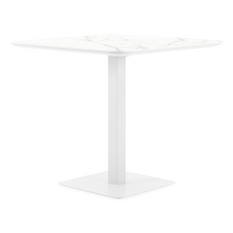 Fano kantelbare tuintafel vierkant afgerond in wit aluminium en volkeramiek calacatta - L 80 x B 80 x H 72.5 cm