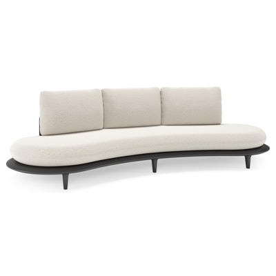 Canape de jardin Bomero en aluminium noir et coussins en all weather solica firenze natural