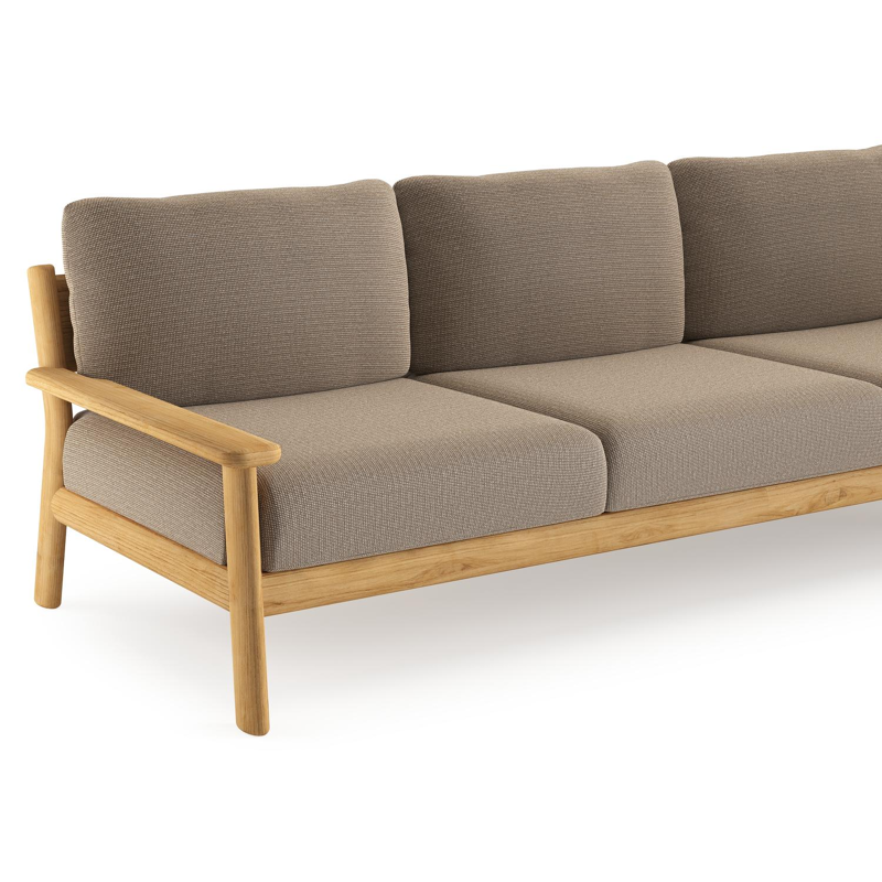 Amaro loungebank in teak met firenze earth all weather solica kussen