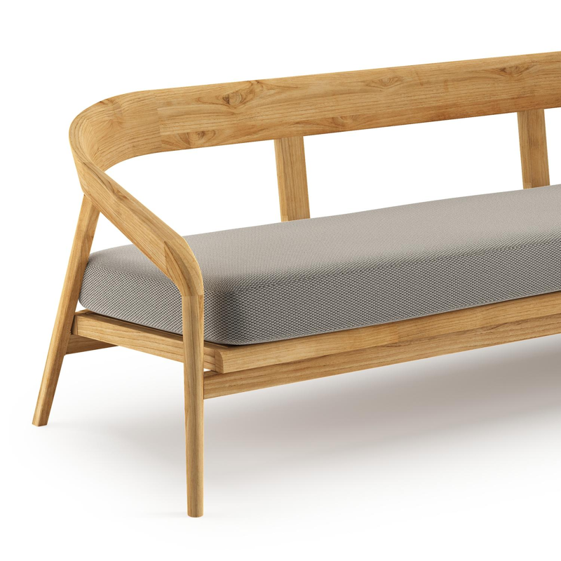 Lacrima loungebank in teak met lopi charcoal all weather Sunbrella® luxe kussen