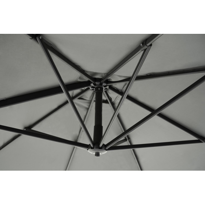 Calpe zweefparasol in zwart aluminium met grijs polyester parasoldoek - L1 270 x L2 270 cm (zonder voet)