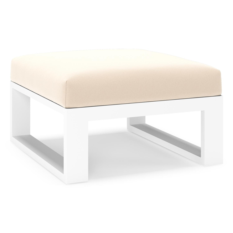 Verato poef in wit aluminium met natte linen chalk all weather sunbrella® luxe kussen