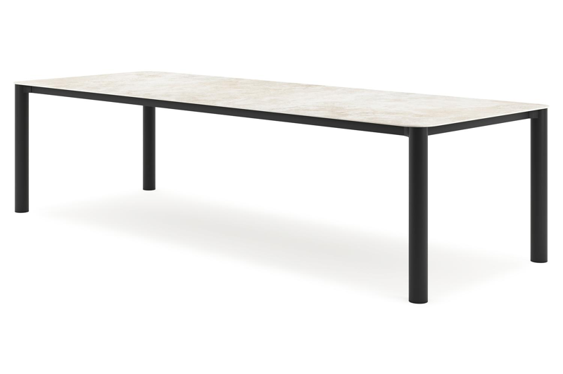 Orso tuintafel afgerond rechthoekig in zwart aluminium en volkeramiek Rapolano L 290 x B 110 cm