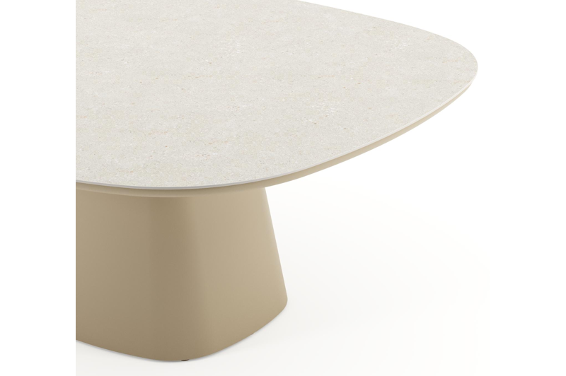 Amico tuintafel bombo xl in beige aluminium en volkeramiek Shilin - L 210 x B 148 x H 73.5 cm