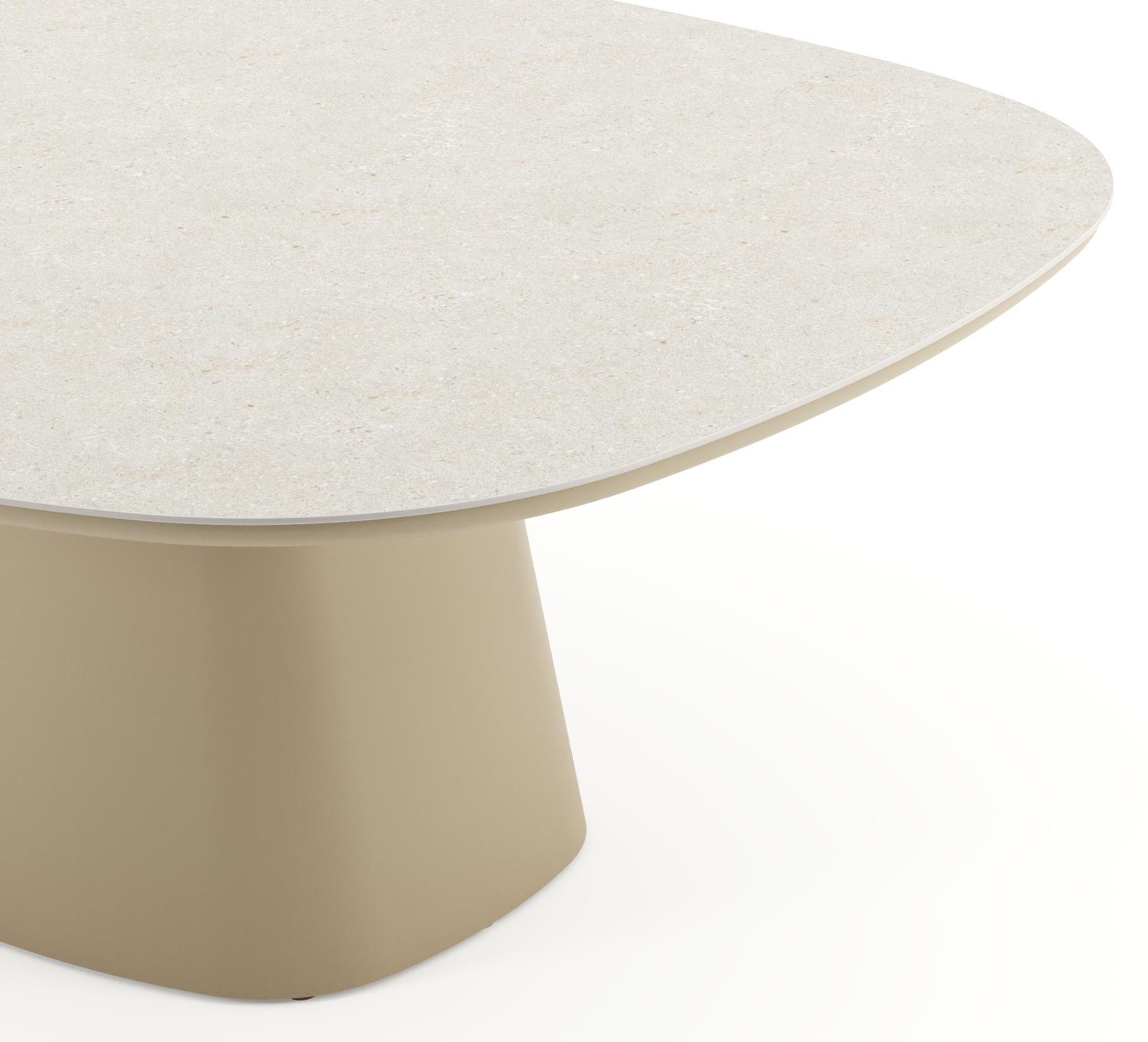 Amico tuintafel bombo xl in beige aluminium en volkeramiek Shilin - L 210 x B 148 x H 73.5 cm