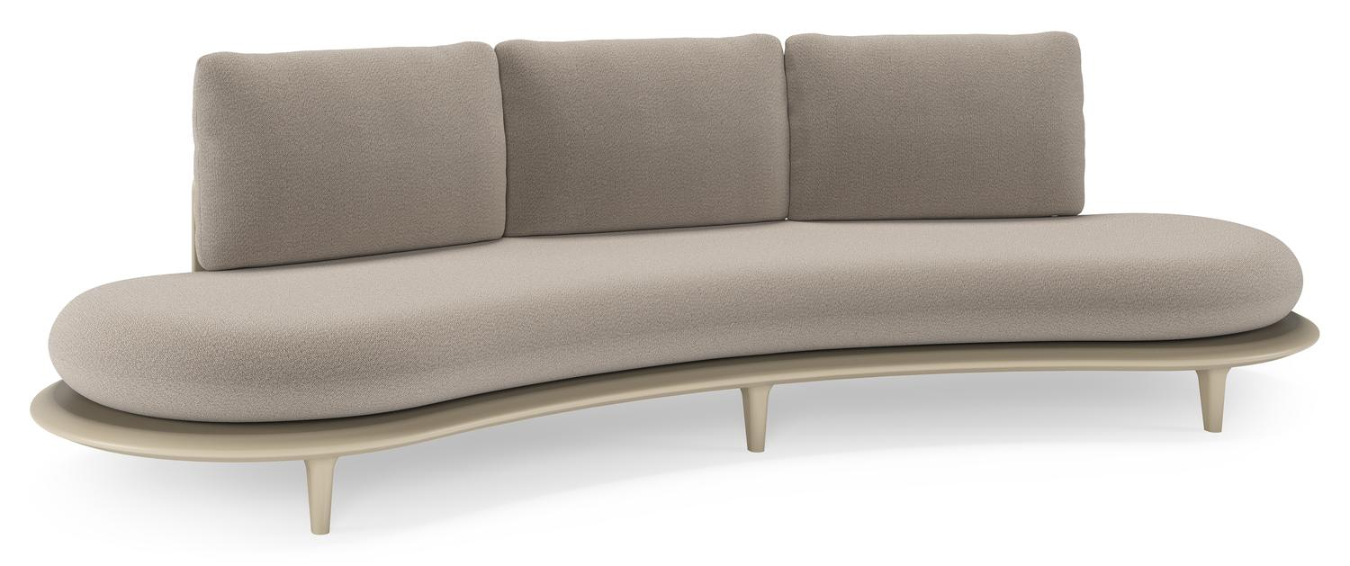 Bomero loungebank in beige aluminium met savane coconut all weather sunbrella® luxe kussen