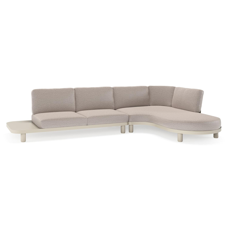 Donato loungehoek in beige aluminium met wander granite all weather sunbrella® luxe kussen