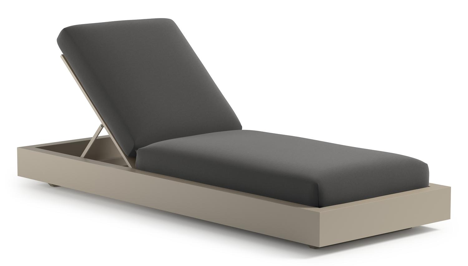 Como verstelbaar ligbed in beige aluminium met natte charcoal chine all weather sunbrella® luxe