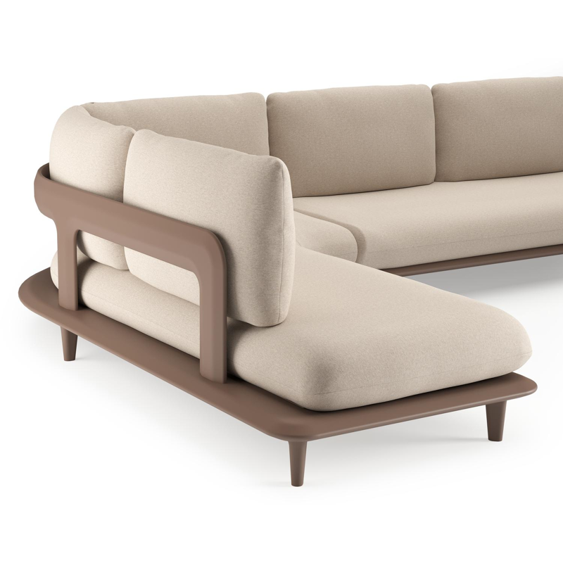 Bomero loungehoek in taupe aluminium met heritage ash all weather sunbrella® luxe kussen