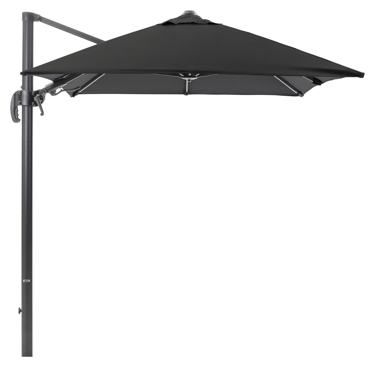 Avola zweefparasol met tiltfunctie in zwart aluminium met zwart weather+ softtouch parasoldoek - L1 200 x L2 300 cm (zonder voet)