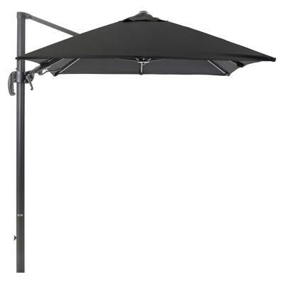 Avola zweefparasol met tiltfunctie in zwart aluminium met zwart weather+ softtouch parasoldoek - L1 200 x L2 300 cm (zonder voet)