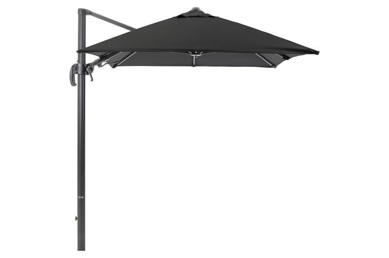 Avola zweefparasol met tiltfunctie in zwart aluminium met zwart weather+ softtouch parasoldoek - L1 200 x L2 300 cm (zonder voet)