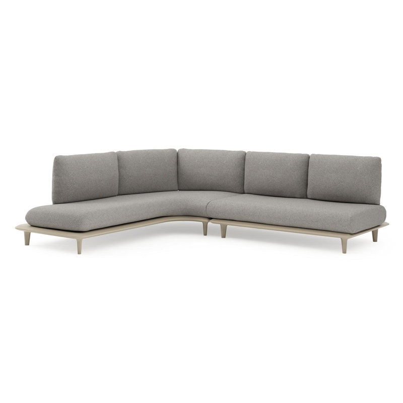 Bomero loungehoek in beige aluminium met tundra charcoal all weather sunbrella® luxe kussen