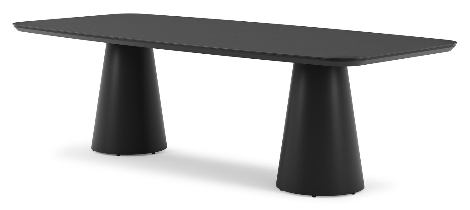 Table de jardin Donato en aluminium noir et céramique pleine nero black - Lg 255 x Larg. 115 x H 74 cm