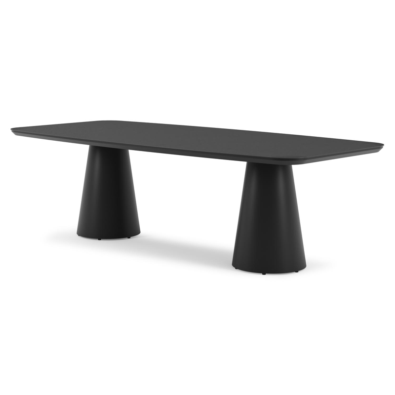 Table de jardin Donato en aluminium noir et céramique pleine nero black - Lg 255 x Larg. 115 x H 74 cm