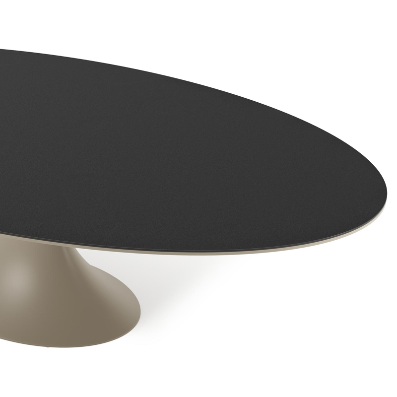 Fano tuintafel ovaal in beige aluminium en volkeramiek Nero Black - L 290 x B 148 x H 75 cm