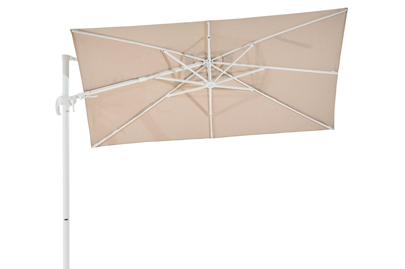 Avola zweefparasol met tiltfunctie in wit aluminium met rustic weather+ softtouch parasoldoek - L1 200 x L2 300 cm (zonder voet)