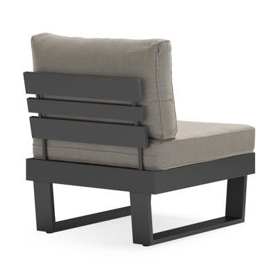 Set van 2 Alora loungestoelen in zwart aluminium met grijs Weather+ Softtouch kussen