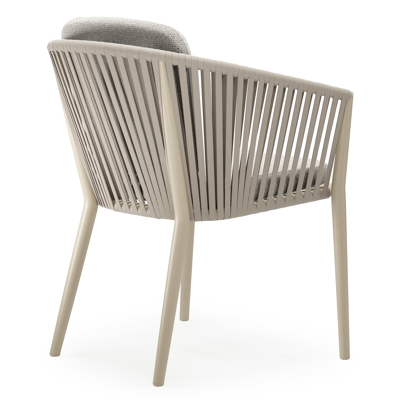 Chaise de jardin Orso en aluminium beige et corde plate tissée verticalement beige avec coussin en All Weather Solica Firenze Natural