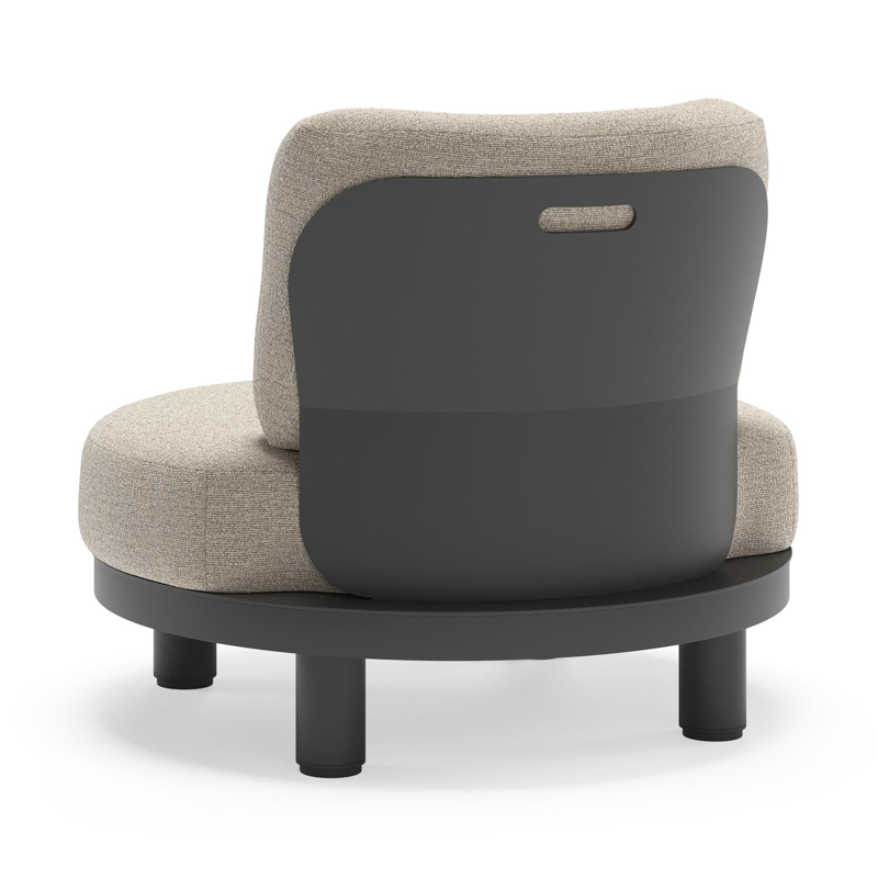 Fauteuil de jardin Donato en aluminium noir et coussins en all weather cosytica Catania Sand