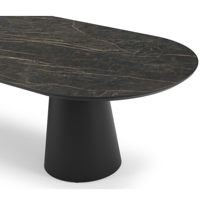 Table de jardin Donato en aluminium noir et céramique pleine black obsession - Lg 300 x Larg. 110 x H 74 cm