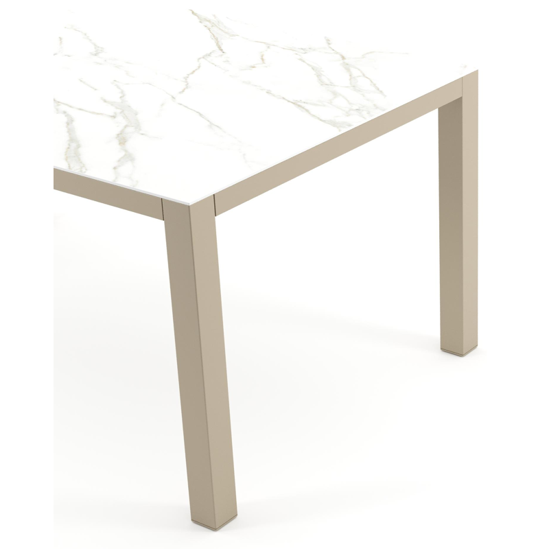 Como tuintafel rechthoekig in beige aluminium en volkeramiek Calacatta - L 160 x B 100 x H 73 cm