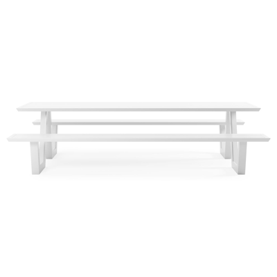 Sevilla picknicktafel in wit aluminium - L 280 x B 175,5 x H 71 cm
