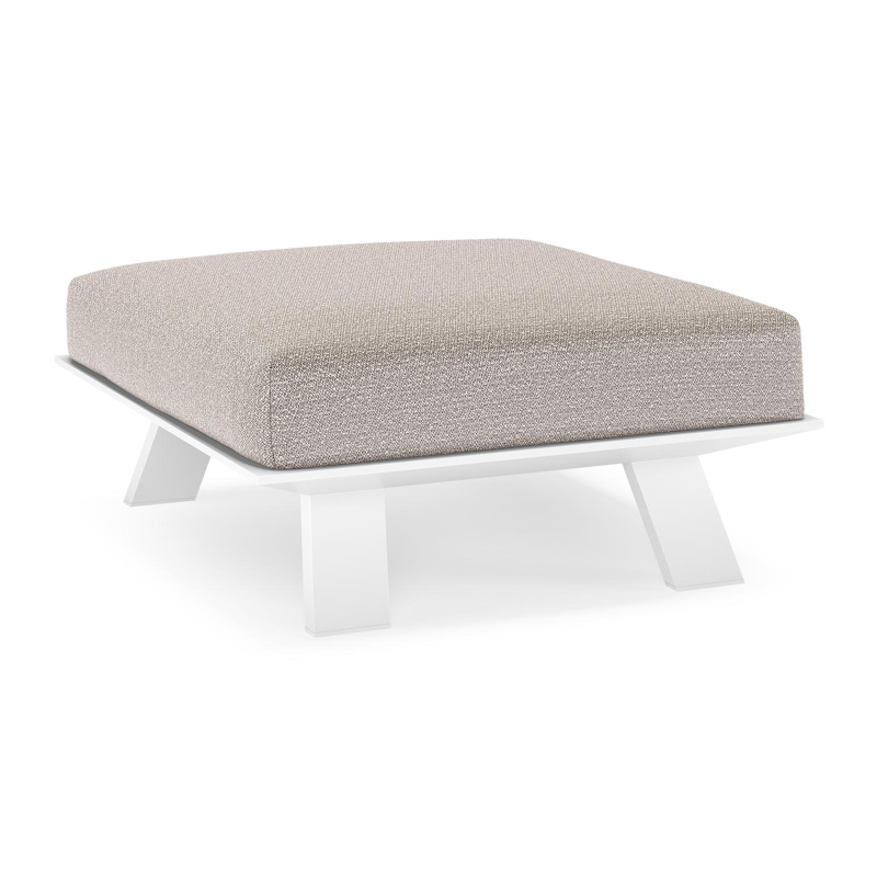 Cesano poef in wit aluminium met wander granite all weather Sunbrella® luxe kussen