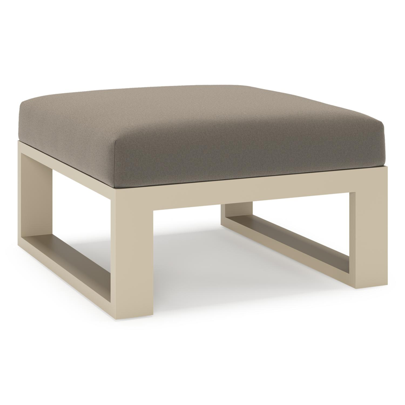 Verato poef in beige aluminium met natte carbon beige all weather sunbrella® luxe kussen