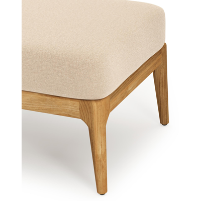 Pouf Orso en teck et coussins en all weather sunbrella® luxe Natte Heather Beige