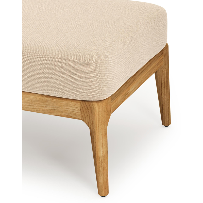 Pouf Orso en teck et coussins en all weather sunbrella® luxe Natte Heather Beige