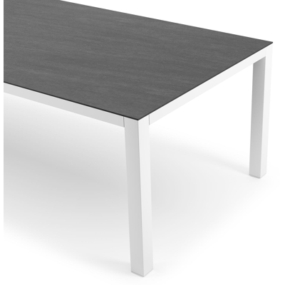 Como tuintafel in wit aluminium en volkeramiek Basalt Black - L 280 x B 110 x H 75 cm