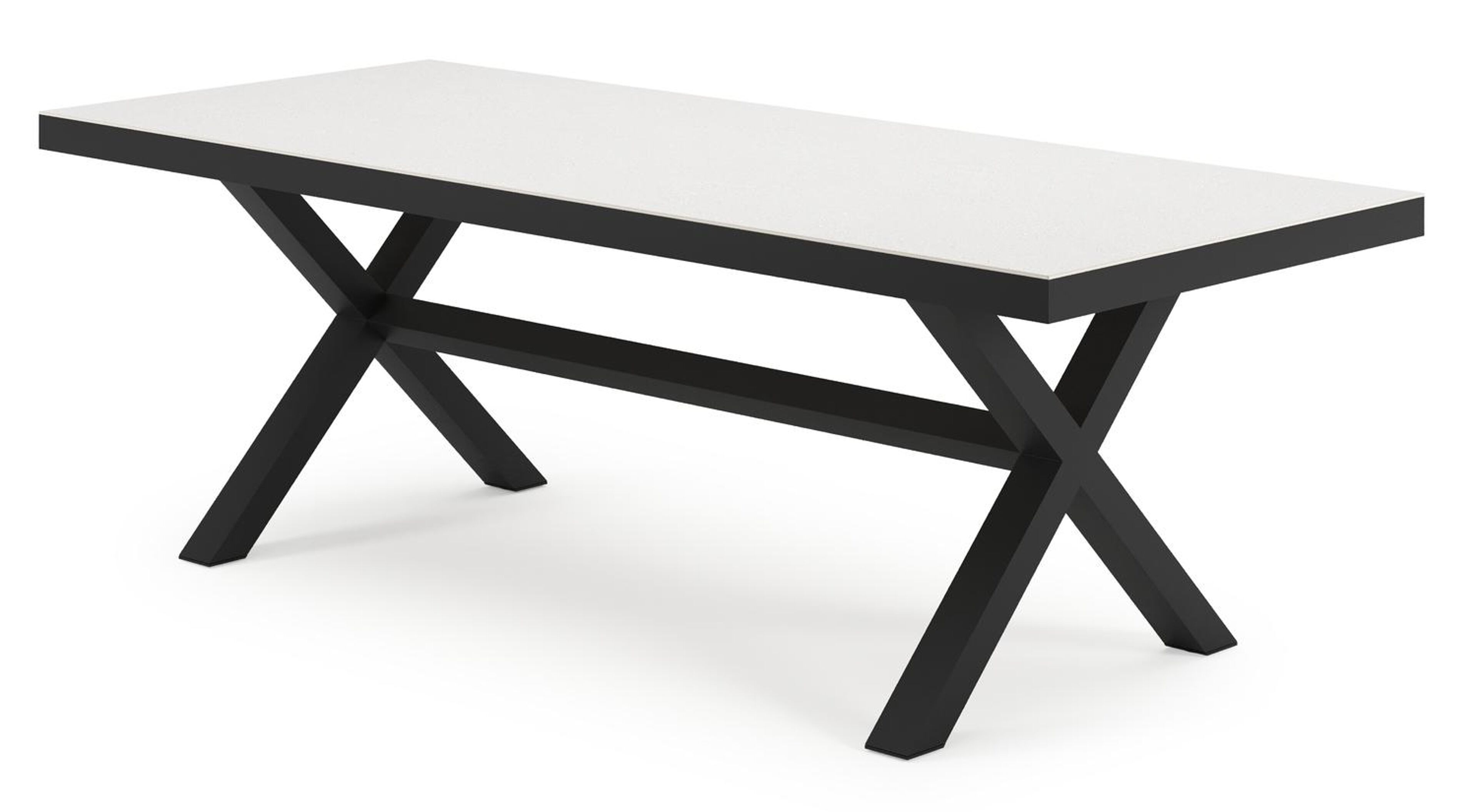 Reza tuintafel rechthoekig in zwart aluminium en sintered stone Topo minerale - L 220 x B 92 x H 73.5 cm