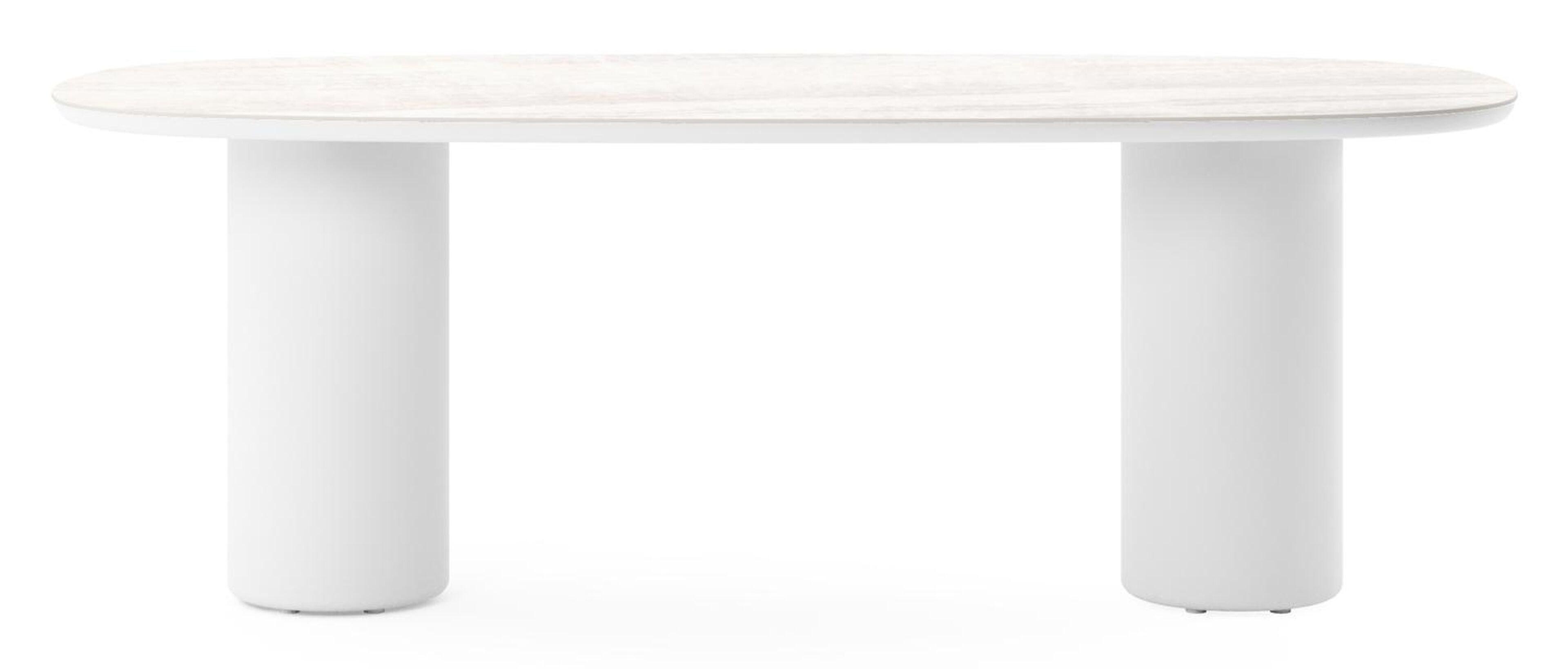 Amico tuintafel bombo in wit aluminium en volkeramiek Taj Mahal - L 210 x B 110 x H 74 cm