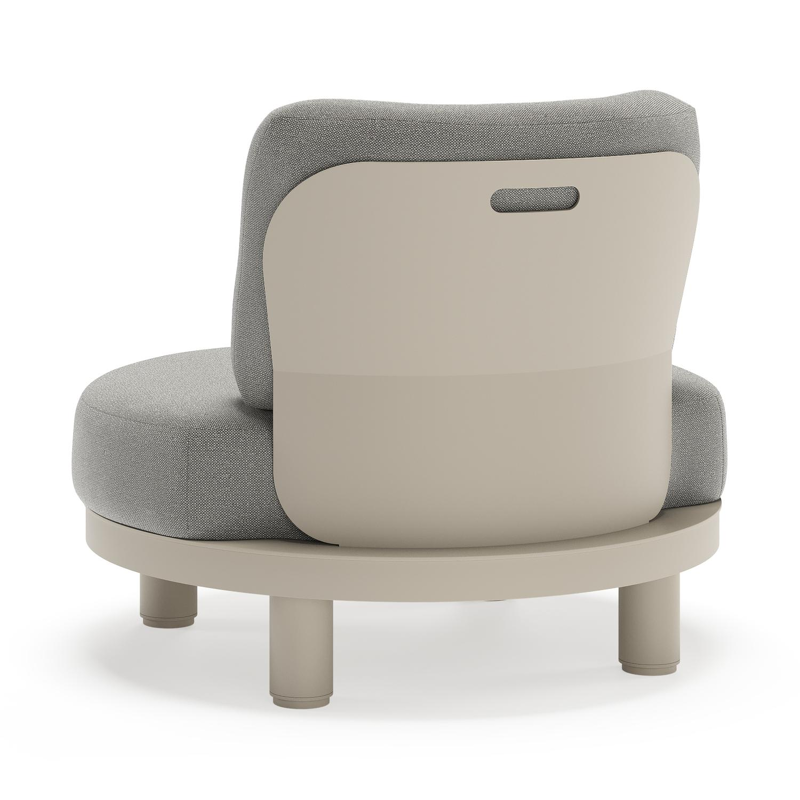 Donato loungestoel in beige aluminium met all weather sunbrella® luxe Savane Zinc kussen