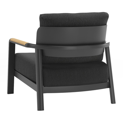 Fauteuil de jardin Salamanca en aluminium noir et et coussins en weather+ softtouch sky black