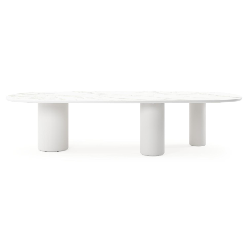 Amico tuintafel bombo xl in wit aluminium en volkeramiek Calacatta - L 320 x B 148 x H 73.5 cm