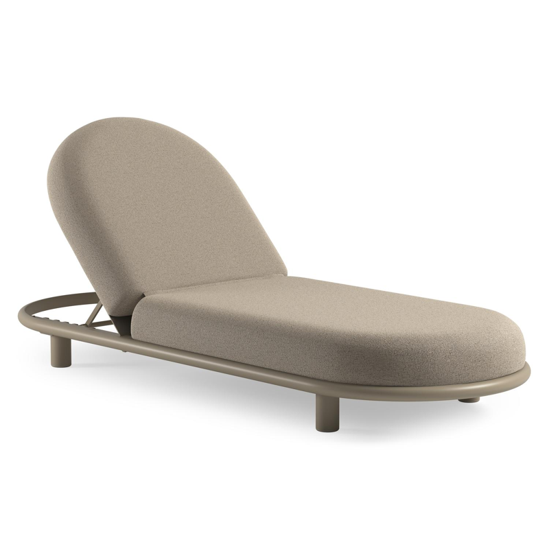 Chaise longue réglable Lomano en aluminium beige avec marbella beige all weather cosytica coussin