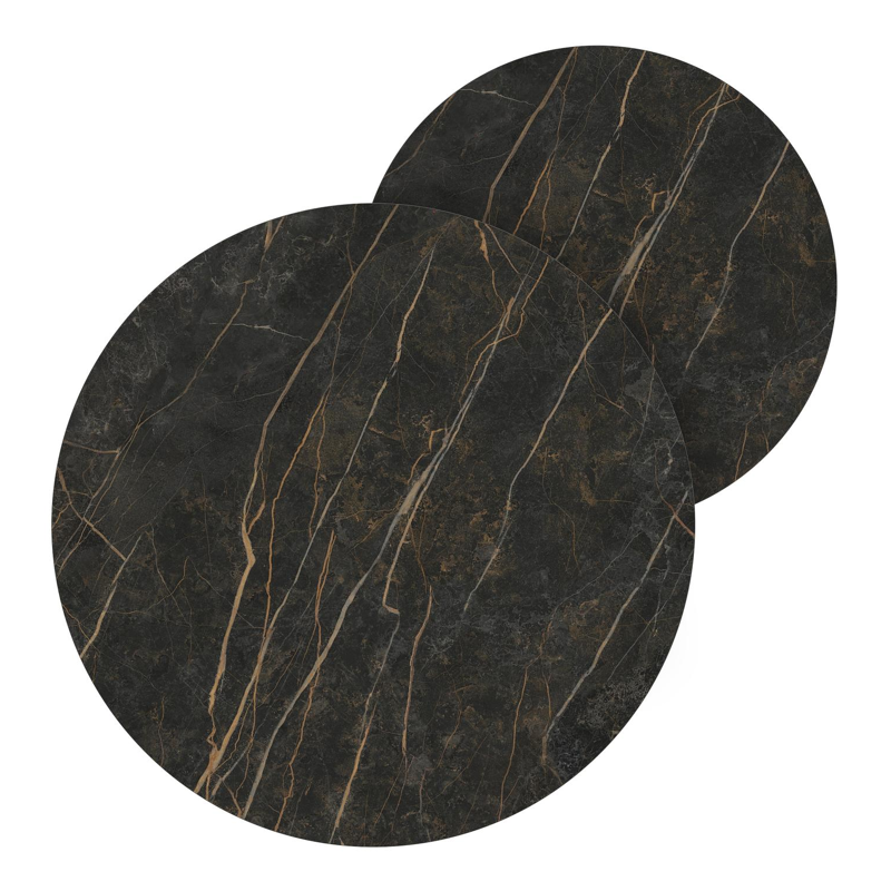 Lacrima loungetafels in zwart aluminium en black obsession volkeramiek - Dia. 85/65 x H 35/30 cm