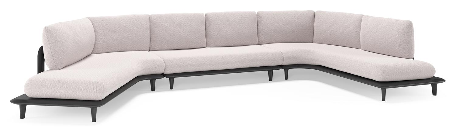 Bomero loungehoek in zwart aluminium met wander gobi all weather sunbrella® luxe kussen