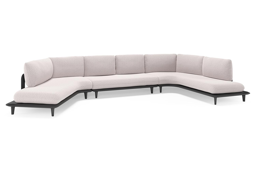 Boogvormige chaise longue rechts + 2-zit + chaise longue