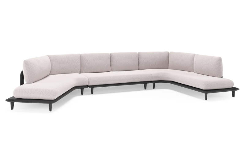 Bomero loungehoek in zwart aluminium met wander gobi all weather sunbrella® luxe kussen