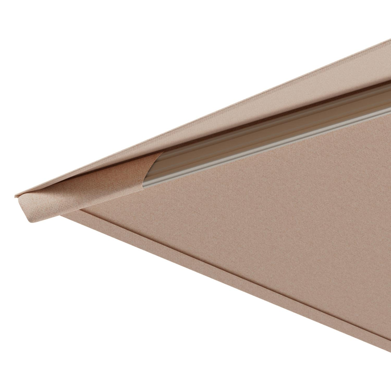 Avola zweefparasol met tiltfunctie in beige aluminium en Natte Linen Chalk Sunbrella Premium parasoldoek - L1 200 x L2 300 cm met parasolvoet Pedito 120 kg