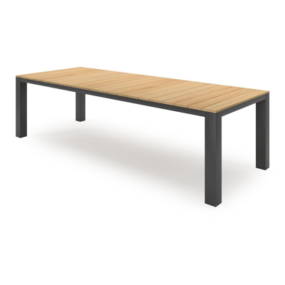 Nano tuintafel in zwart aluminium en teak - L 280 x B 110 x H 75 cm