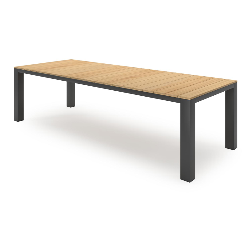 Nano tuintafel in zwart aluminium en teak - L 280 x B 110 x H 75 cm