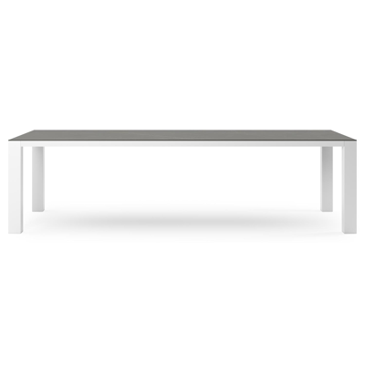 Table de jardin Nano rectangulaire en aluminium blanc et céramique pleine Calatorao - Lg. 280 x Lrg. 110 x Haut. 75 cm