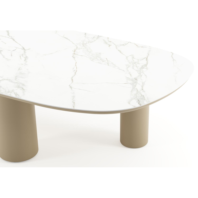Amico tuintafel bombo xl in beige aluminium en volkeramiek Calacatta - L 320 x B 148 x H 73.5 cm