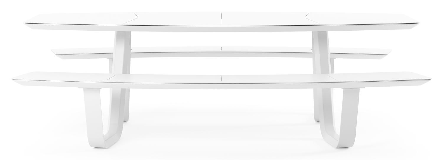 Forno picknicktafel bootvorm in wit aluminium - L 240 x B 181 x H 72 cm