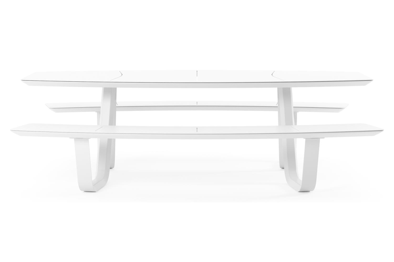 Forno picknicktafel bootvorm in wit aluminium - L 240 x B 181 x H 72 cm