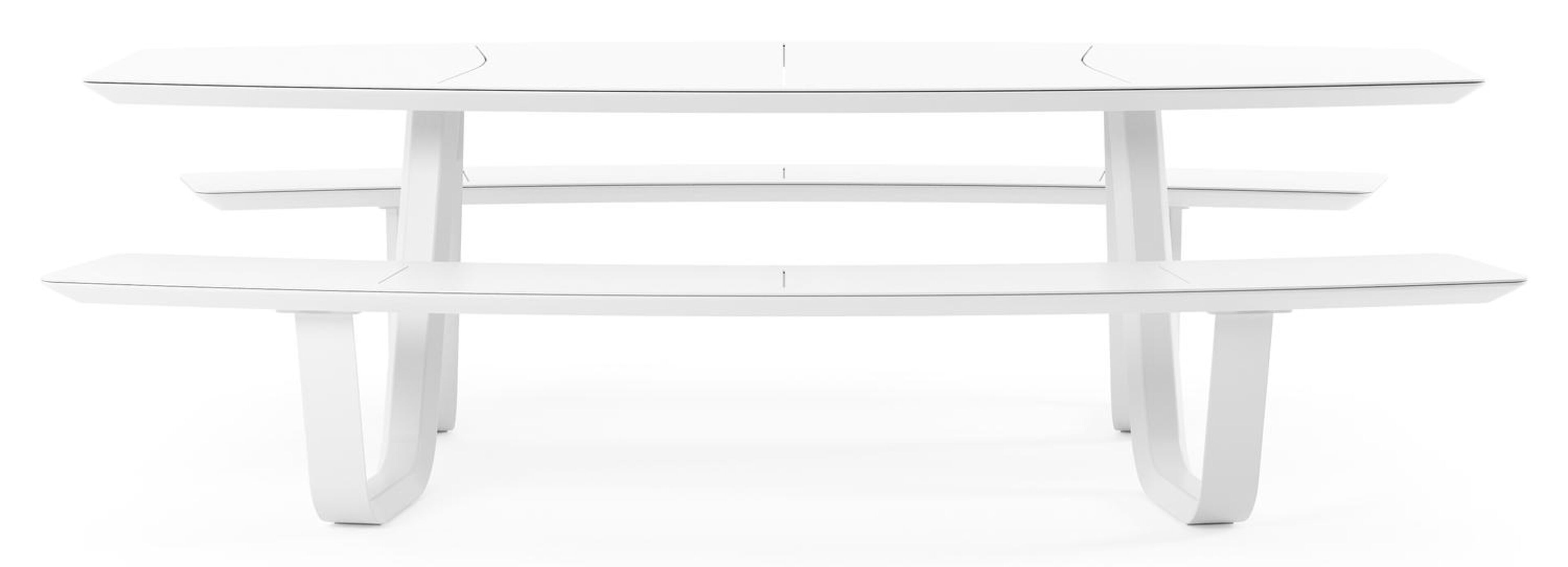 Table de pique-nique Forno forme de bateau en aluminium blanc - Lg. 240 x Lrg. 181 x Haut. 72 cm